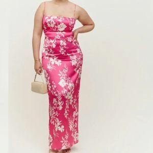 Reformation Frankie Silk Maxi Dress In Hothouse 14 NWT